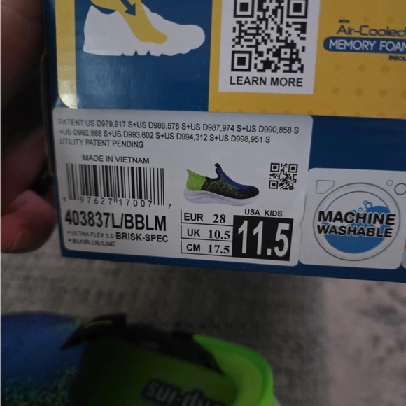 Skechers Kids Sneakers - Blue and Neon Green - Picture 4 of 4